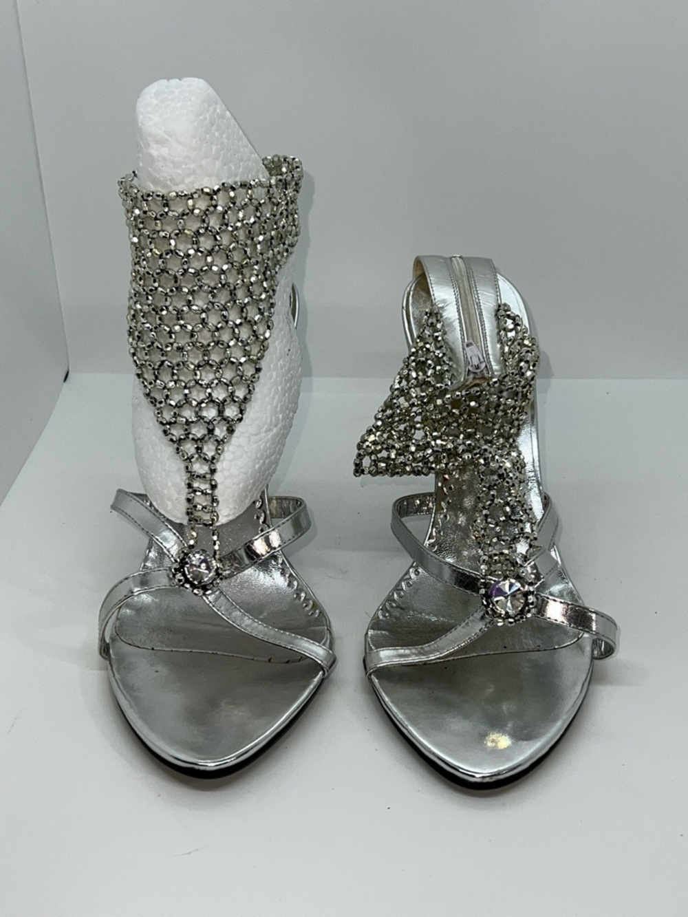 Sexy Silver High Heel Sandals By Wild Rose. Size 11 With A 4.5 Inch Heel.